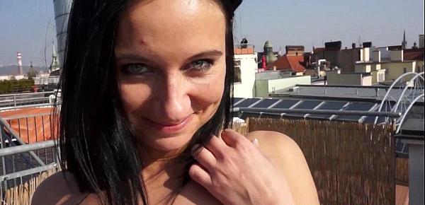  Busty pulled eurobabe fucked on rooftop